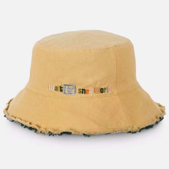 Disney Parks WDW Green & Yellow Raw Edge Reversible Bucket Hat Adult - Picture 3 of 7